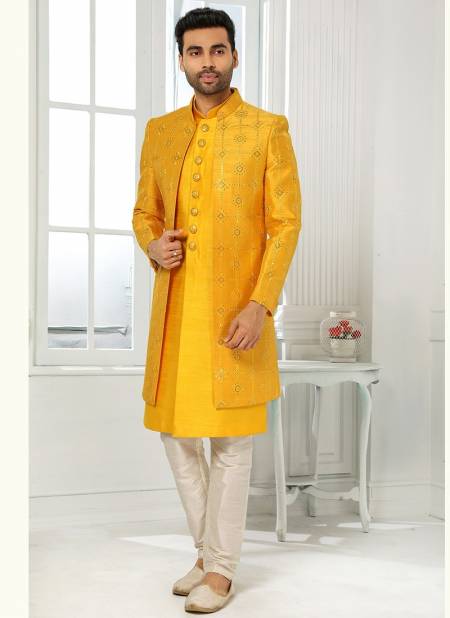 Dark Yellow Colour Vol 26 New Latest Designer Jacquard Nawabi Indo Western Collection 1783